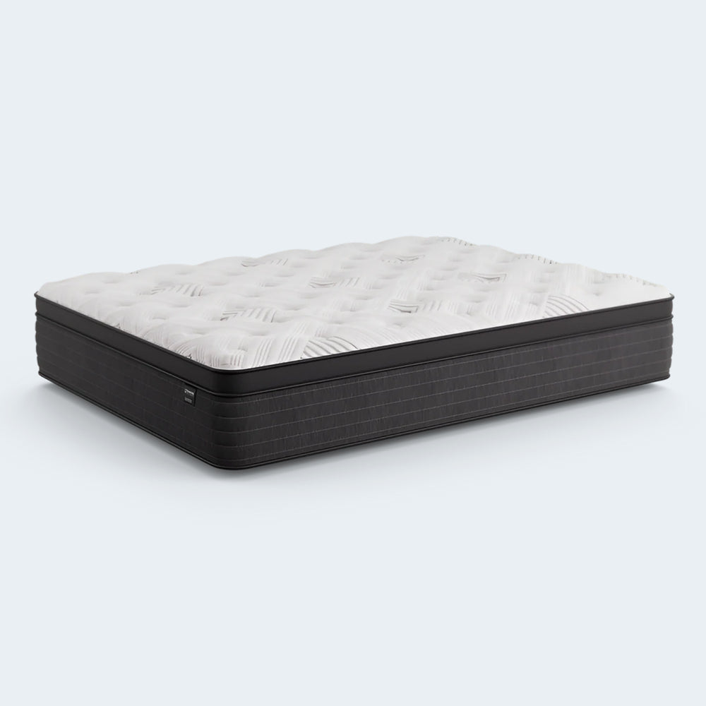 Side-angle shot of the Diamond Mattress Dreamstage 2.0 Gilded Quilted 14-inch mattress illustrating the reinforced edge support and modern aesthetic.
