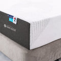 Close-up of the Capella 10” Plush Cool Gel Memory Foam Mattress corner detailing the premium textured cooling fabric.