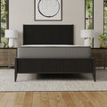 Front-facing view of the South Bay iSwitch 12-inch medium-soft mattress highlighting its thick profile and grey textured side panels.
