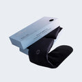 Black BEDGEAR Hyper-Silk Performance Sleep Mask displayed with its premium retail packaging box.
