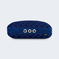 Detailed view of the cooling mesh gusset and air vents on a navy BEDGEAR Night Ice performance pillow.