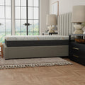 Side profile of the South Bay 12-inch medium firm copper mattress in a modern bedroom, highlighting its thick profile and supportive design.
