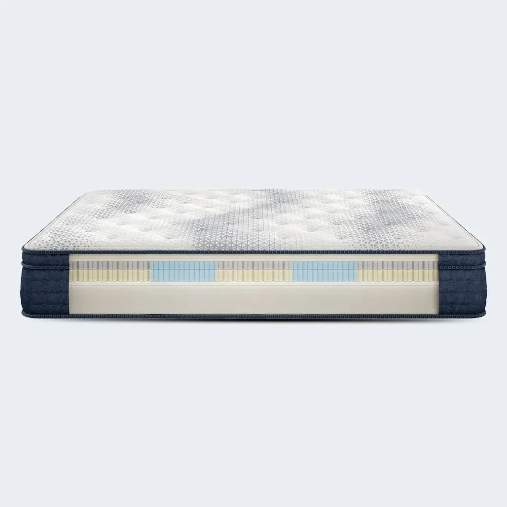 Internal cross-section of Serta iComfortPRO Dartmouth mattress showing hybrid coils and latex layers.
