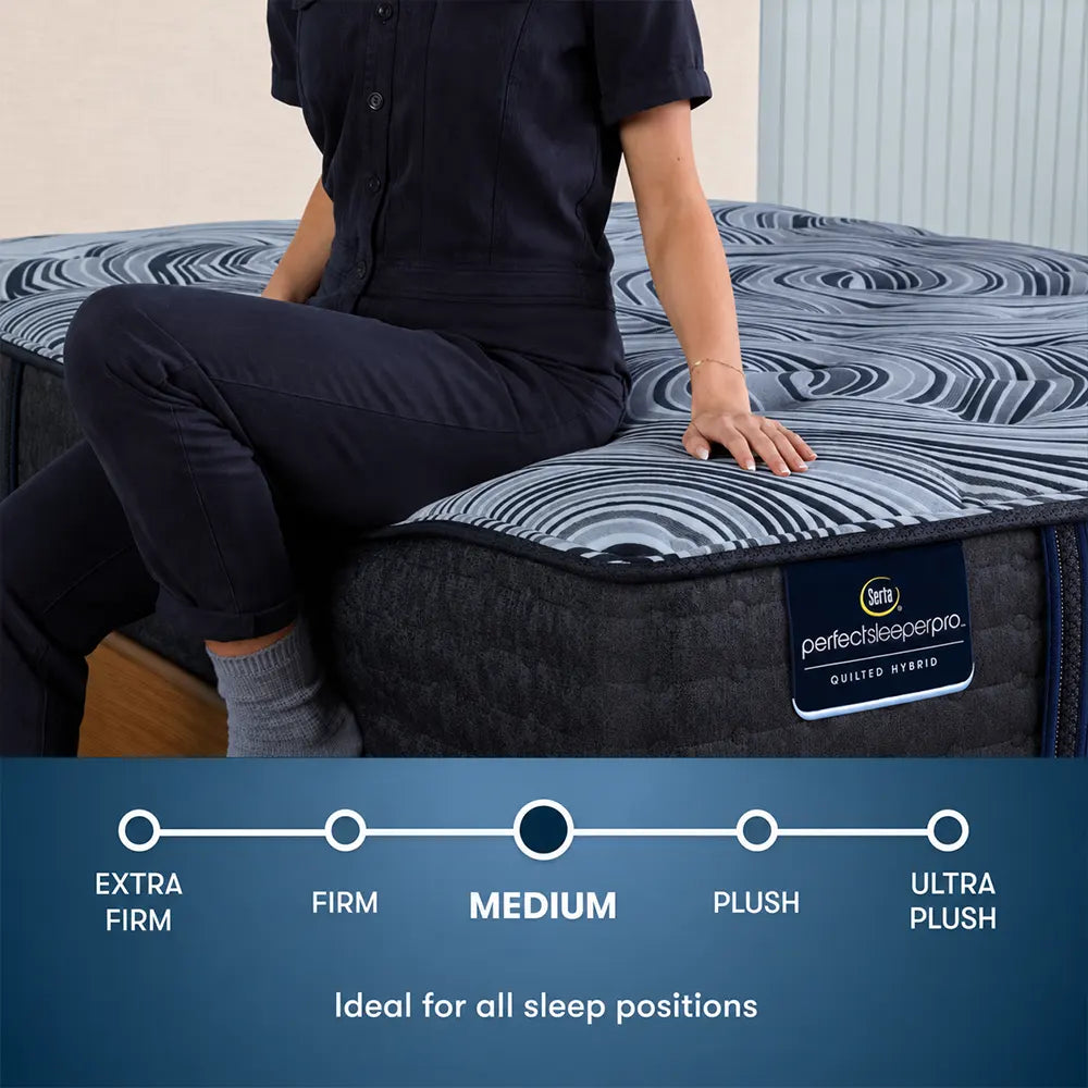Serta Paris medium hybrid mattress comfort scale showing balanced support ideal for all sleeping positions.
