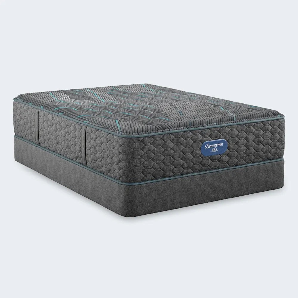 Simmons Beautyrest Level Two 14" Plush Mattress and foundation set for supportive, pressure-relieving sleep.
