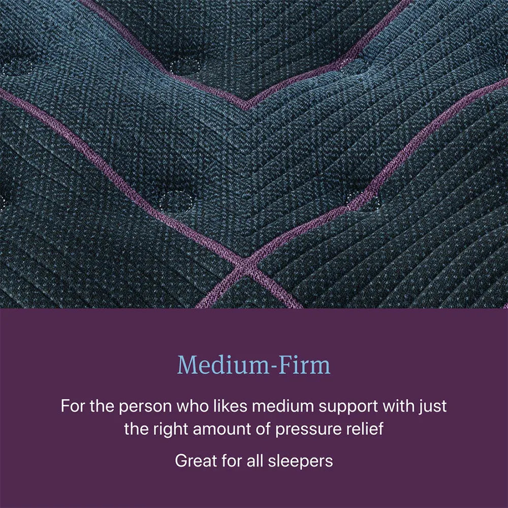 Detailed view of Beautyrest World Class medium-firm mattress texture for pressure-relieving support.
