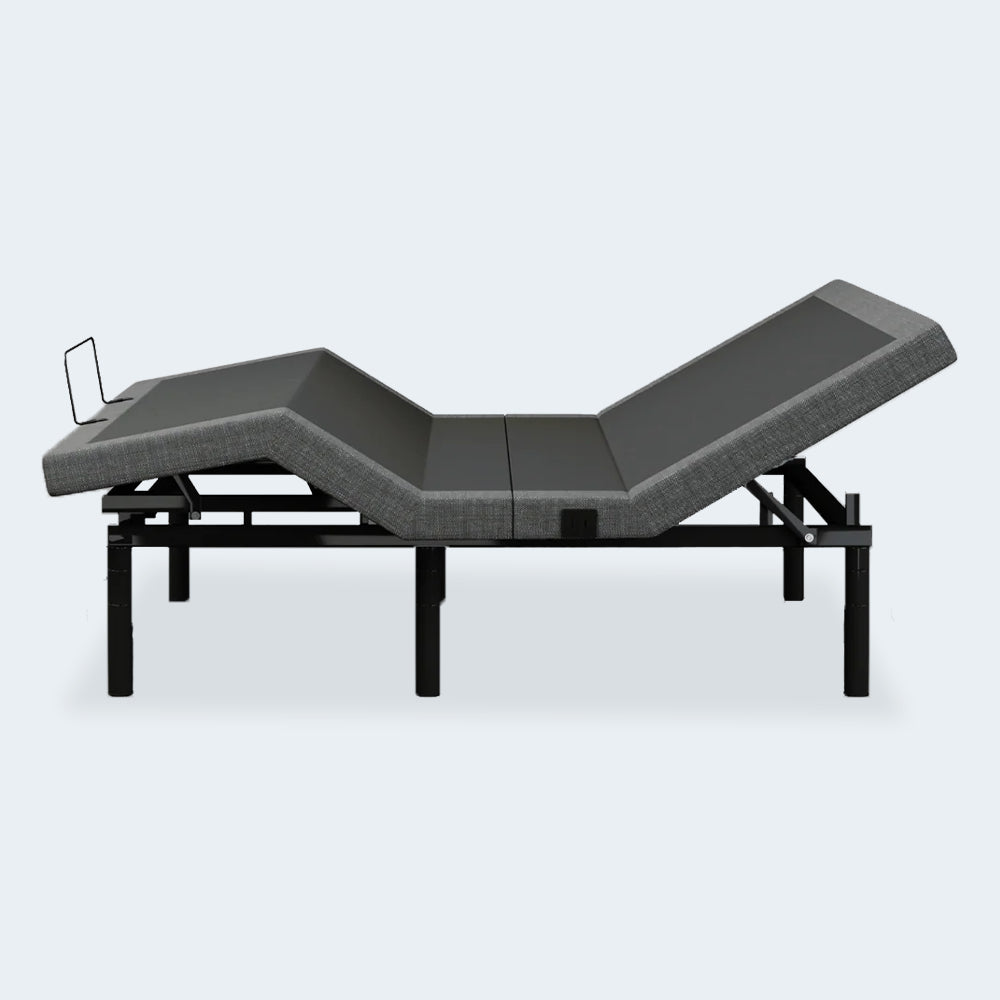 Side view of the iDealBed Smart 4i adjustable base demonstrating simultaneous head and foot articulation for personalized sleep positions.
