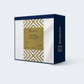 SleepTone Hotel Luxury 6-piece sheet set retail packaging in an elegant navy and gold design.
