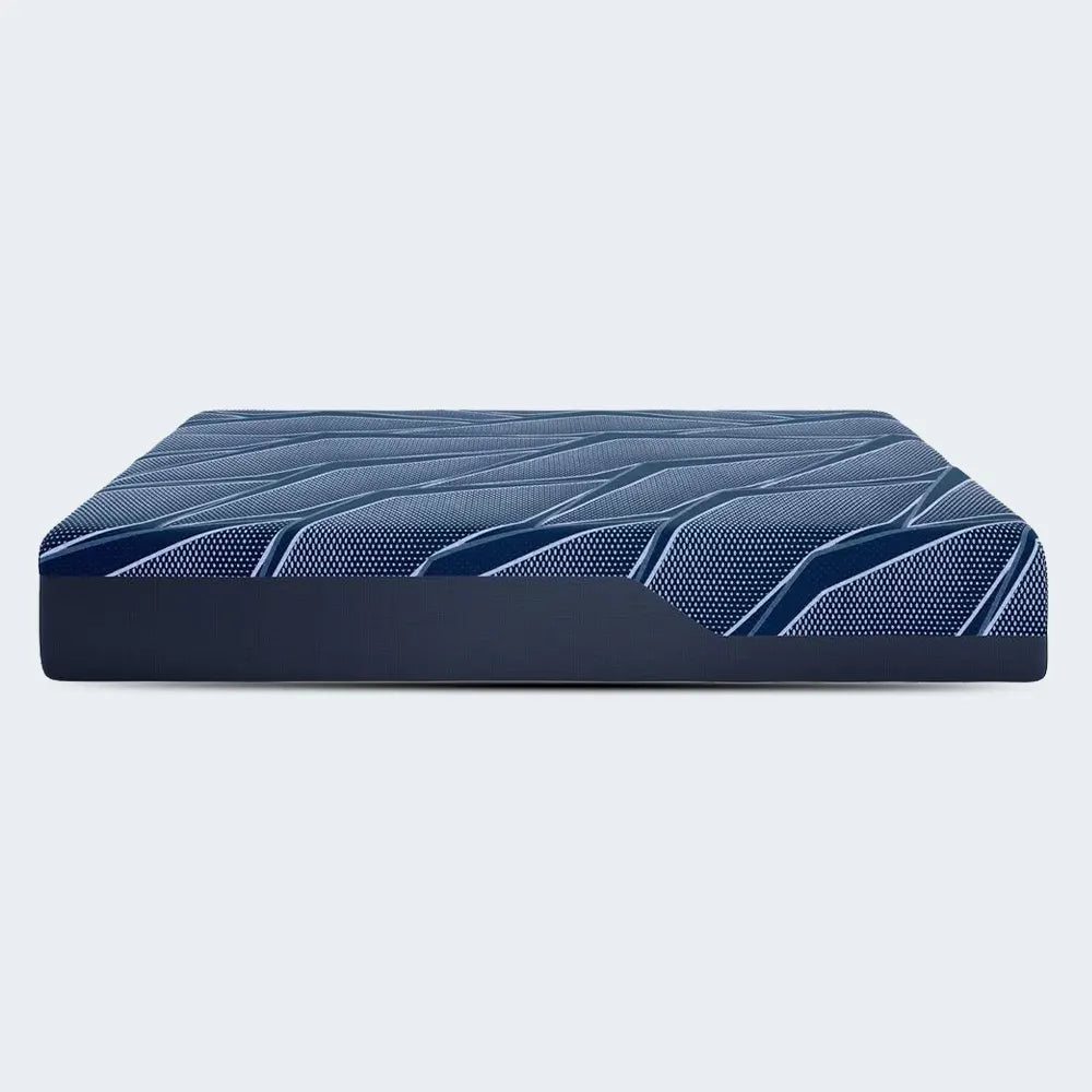 Side profile of the Serta iSeries NXG 2500 12.5-inch hybrid plush mattress with navy blue border.
