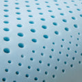 Close-up of zoned ventilation holes in a Malouf Gel Infused Dough pillow for enhanced airflow and cooling.