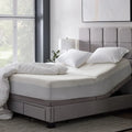 Malouf HyperChill mattress protector on an adjustable bed, demonstrating a flexible and secure fit.
