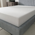 Detailed close-up of the geometric textured white cover of the South Bay 10-inch bio-based memory foam mattress.

