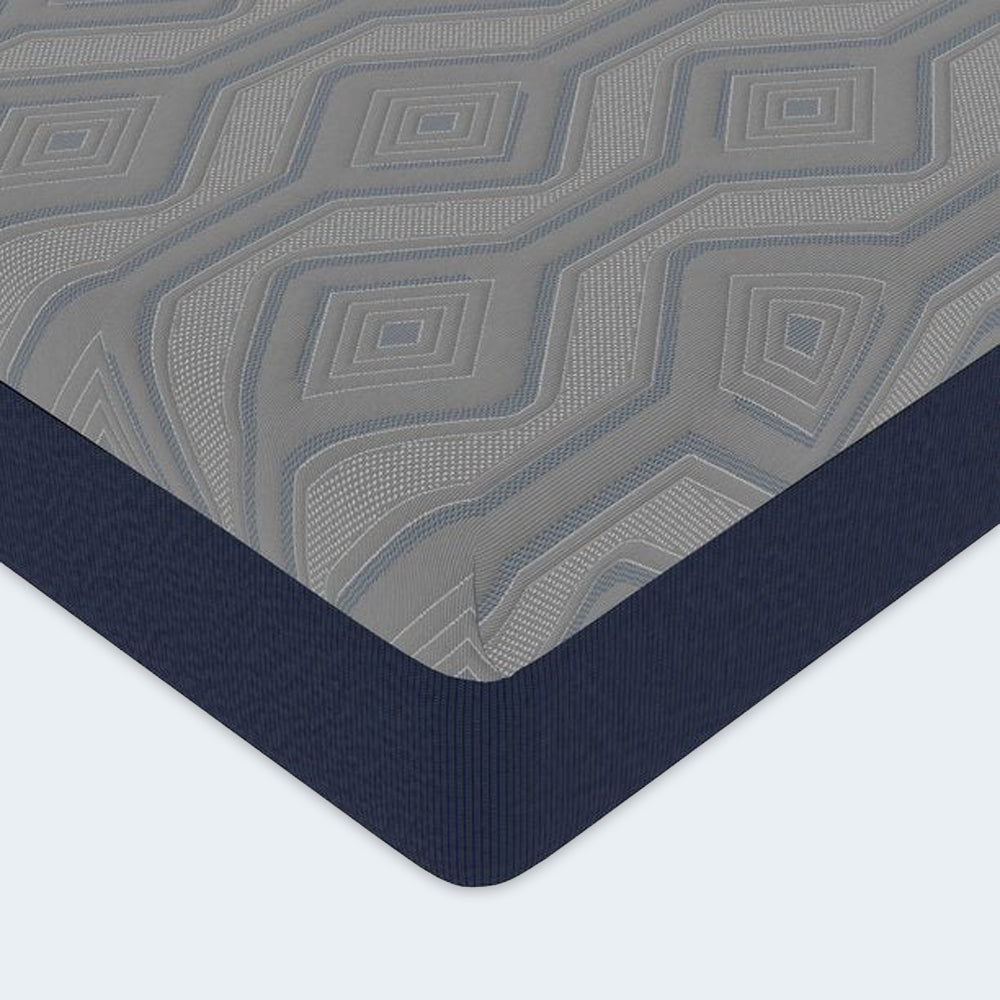Detailed view of the grey diamond-patterned quilted top surface of the American Bedding Isotonic Percy mattress, designed for plush pressure relief.
