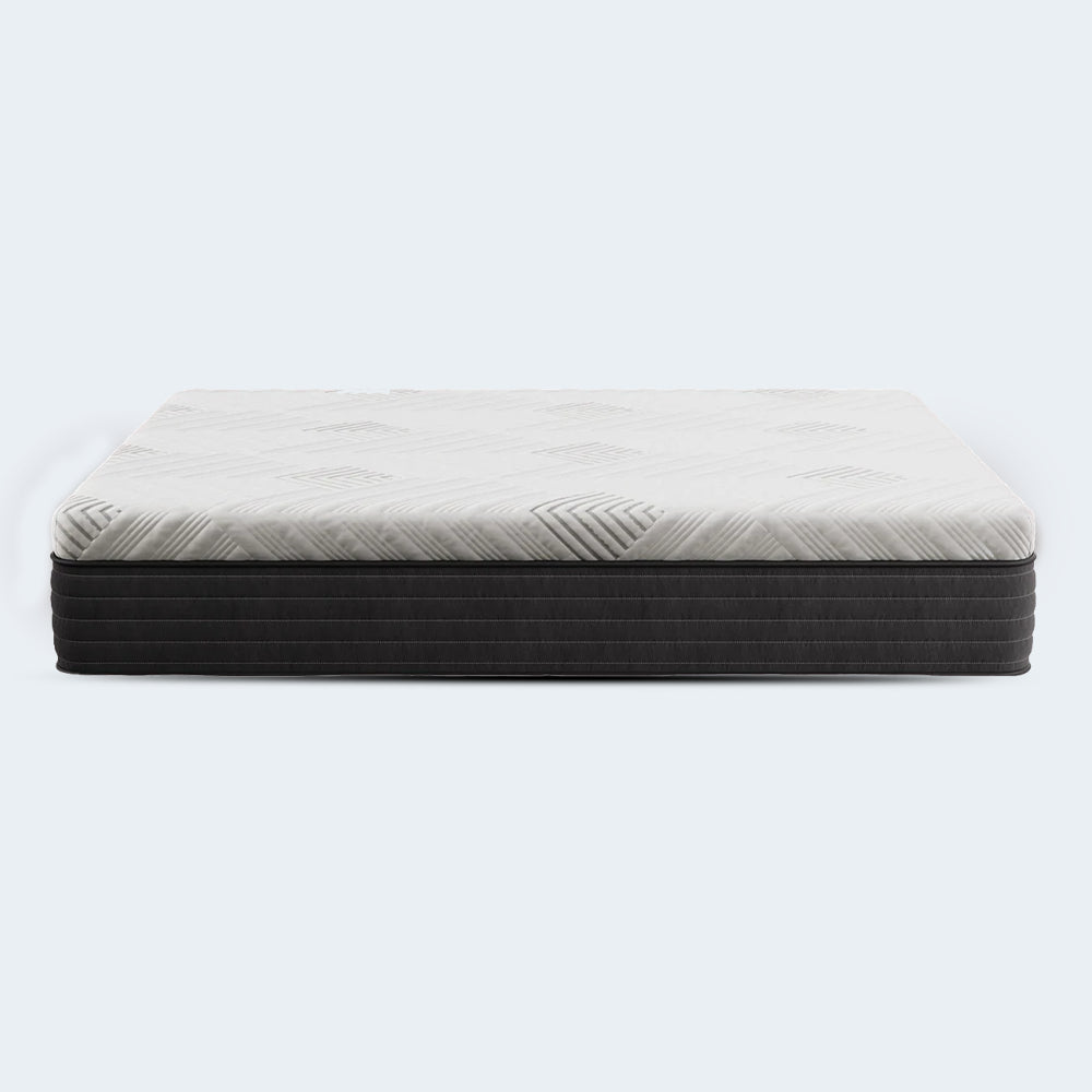 Side profile of the 12-inch Dreamstage 2.0 Gilded All Foam Mattress highlighting its sleek modern design and supportive foam core layers.
