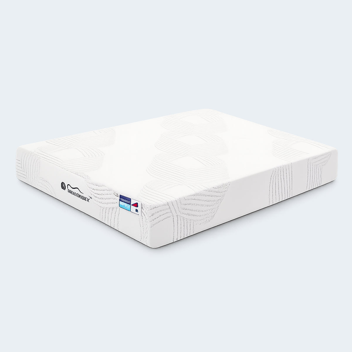Side angle of the all-white Capella 8” Medium Cool Gel Memory Foam Mattress highlighting the sleek 8-inch profile.