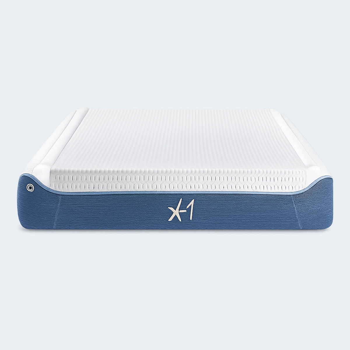 Front view of the Bedgear X1 Kids Performance Mattress highlighting the durable support core and breathable top.