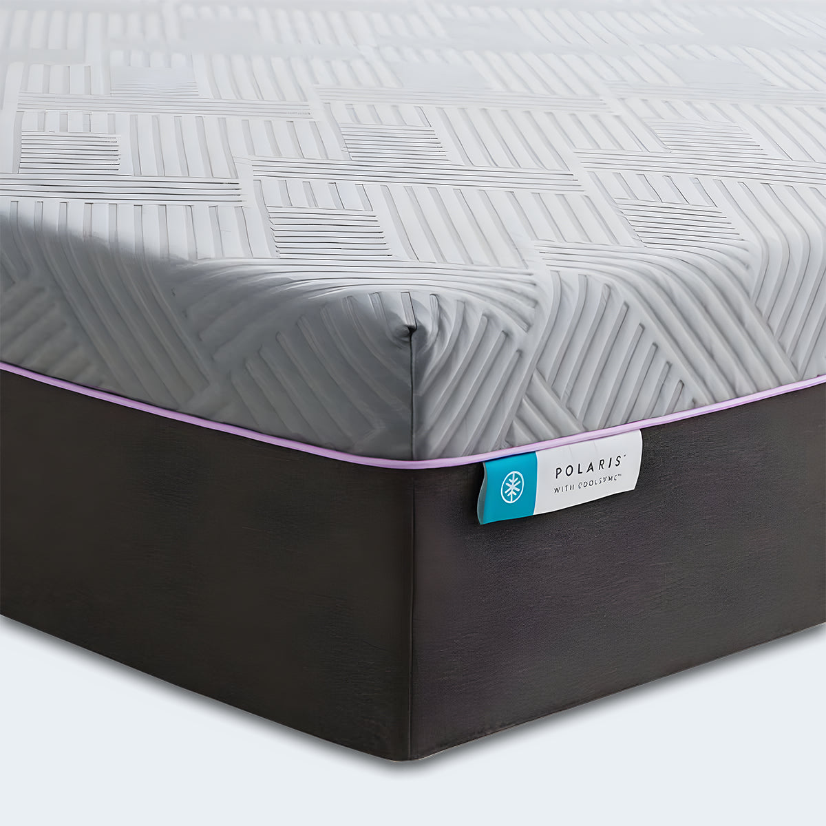 Front view of the two-tone Polaris 12" Activair Hybrid Mattress showing the modern profile and Malouf logo.