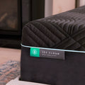 Symmetrical front view of the Ice Cloud 14 Hybrid Mattress by Malouf highlighting the thick designer profile.