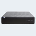 Front-facing view of the isolated Malouf Neve mattress highlighting its sleek 12-inch profile and embroidered Malouf brand logo.
