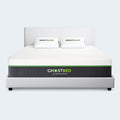 Front-facing isolated shot of the GhostBed Elite 12-inch medium-feel memory foam mattress with signature grey quilted sides and white cooling cover.
