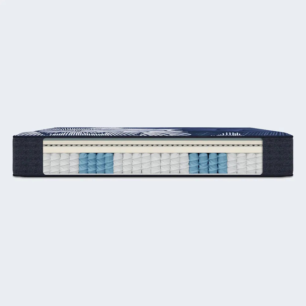 Internal cross-section of Serta Perfect Sleeper X Prescott showing zoned coils and support foam.
