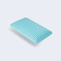 Perforated blue ice gel foam pillow core designed for maximum breathability and pressure relief.
