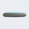 Side profile of the Malouf CarbonCool LT pillow core with blue Omniphase material for constant temperature control.
