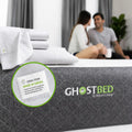 OEKO-TEX certified GhostBed GhostSheets label ensuring non-toxic and sustainably produced bedding.
