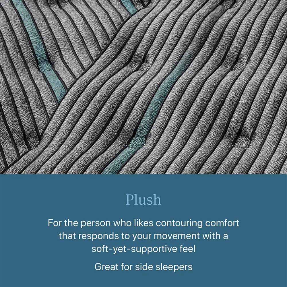 Close-up of Beautyrest Level Two Plush mattress fabric, ideal for side sleepers needing contouring comfort.
