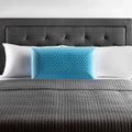 Cooling Malouf Zoned Gel Dough memory foam pillow on a bed, designed for orthopedic neck alignment and comfort.