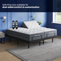 Split King GhostBed Adjustable Base configuration for dual-sided comfort and independent customization with wireless remotes.
