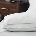 Close-up of the gusseted edge of a Malouf Gel Convolution pillow, ensuring consistent high loft support.
