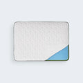 Top view of South Bay Cryo-Chill pillow with cover peeled back to show ventilated phase change cooling gel foam.

