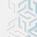 Close-up of the MLILY ChiroPro mattress cooling knit cover with a breathable blue and white geometric pattern.
