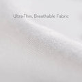 Close-up of ultra-thin, breathable fabric on the Malouf Five Sided Mattress Protector for quiet, cool sleep.
