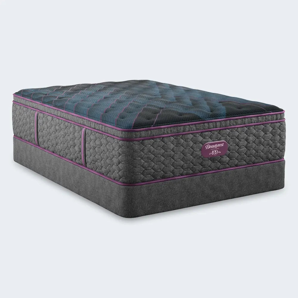 Simmons Beautyrest World Class 16 Inch Mattress and matching foundation set for complete, stable sleep support.
