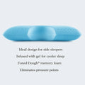 Malouf shoulder cut-out pillow featuring gel-infused Zoned Dough memory foam for cooling side sleeper comfort.
