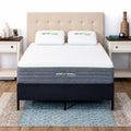 GhostBed 3D Matrix mattress on the heavy-duty 14-inch platform foundation in a modern master bedroom setting.
