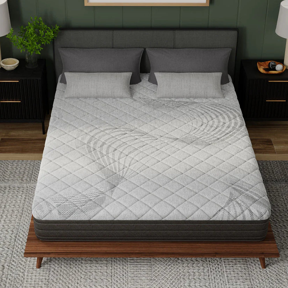 Overhead view of the South Bay Essentials mattress sleep surface highlighting the breathable diamond-quilted comfort cover.
