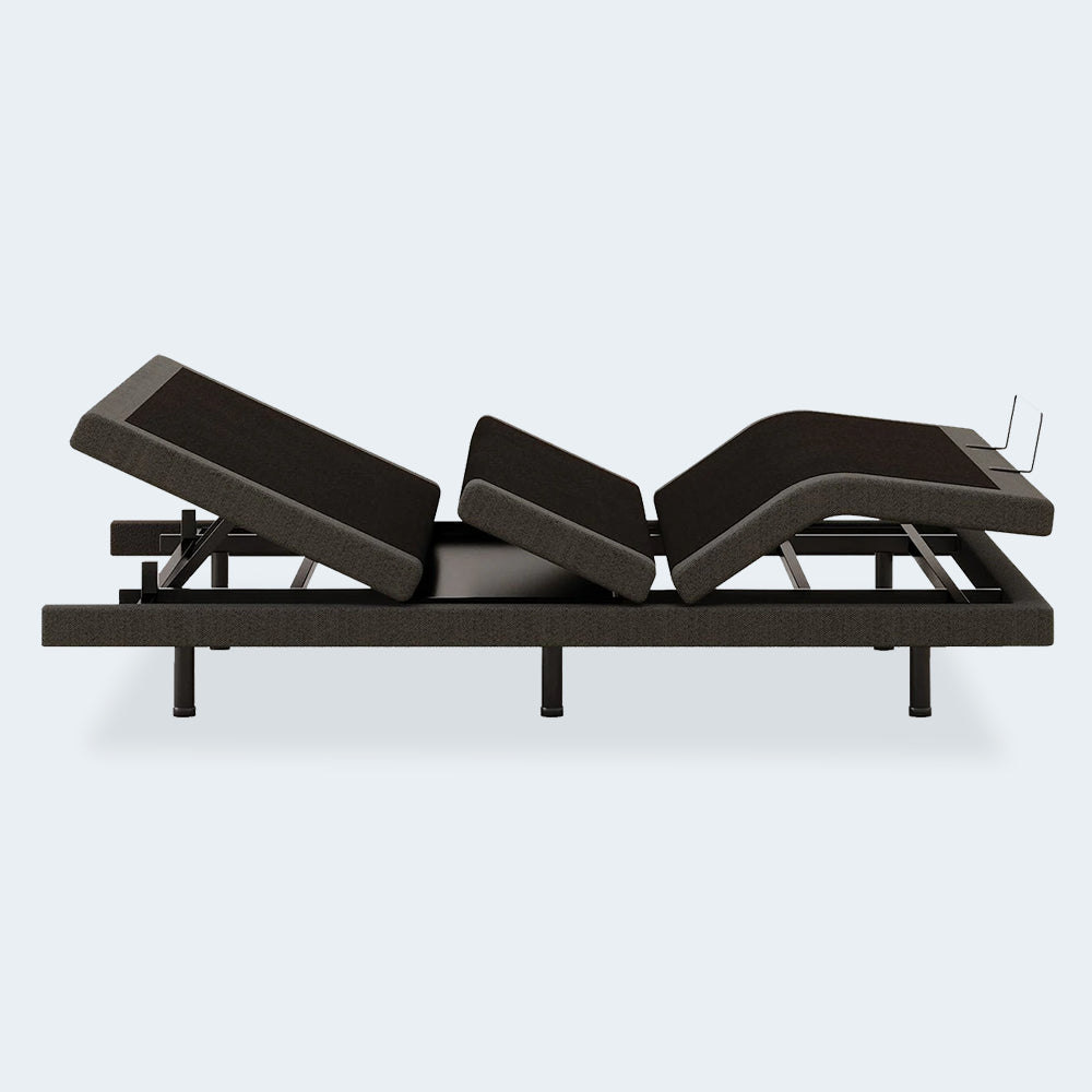Side profile of the Comfort Ultra Adjustable Base by Ashley in a contoured lounging position for pressure relief and comfort.

