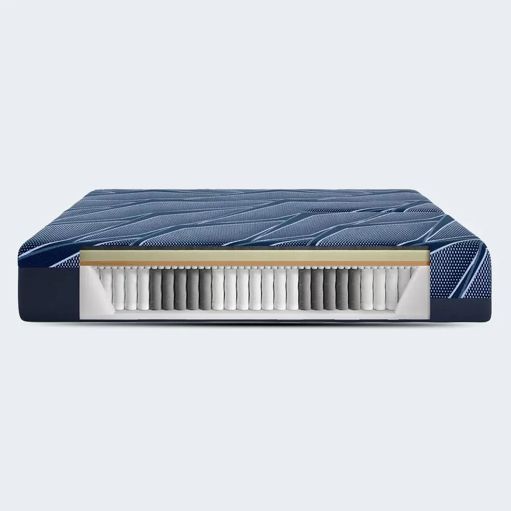 Cross-section of Serta iSeries NXG 4500 hybrid mattress showing coil system and comfort foam layers.

