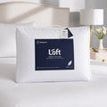 SleepTone Loft supportive down pillow in packaging, featuring neck pain relief and premium loft.