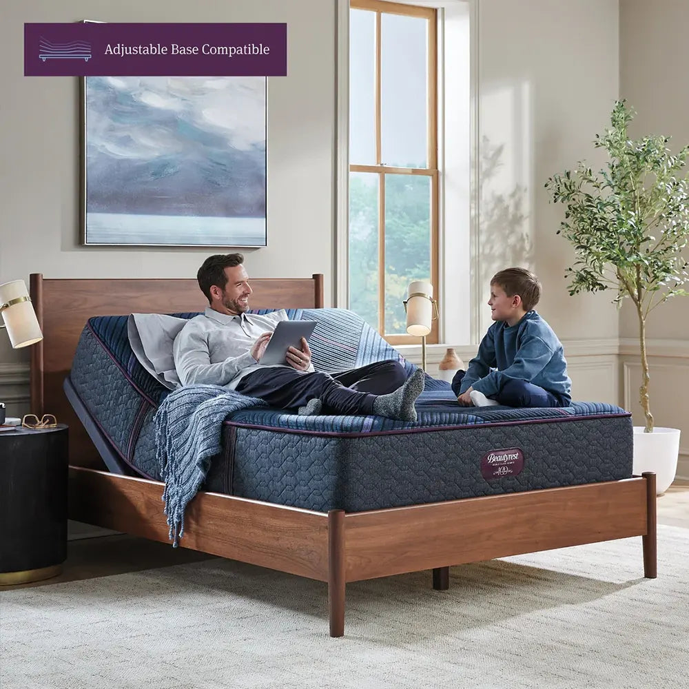 Adjustable base compatible Beautyrest World Class Hybrid mattress for personalized sleep comfort.
