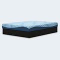 Perspective studio shot of the Peak 2.0 Memory Foam 8-inch Mattress highlighting the sleek 8-inch profile and dual-tone cooling cover.
