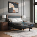 Modern luxury bedroom setting featuring the Ashley Millennium 2.0 Hybrid Plush Mattress on a contemporary upholstered platform bed.
