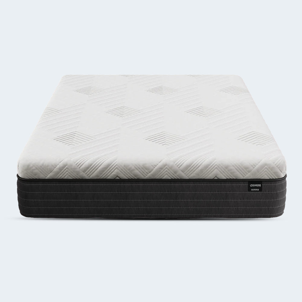 Front view of the Dreamstage 2.0 Gilded All Foam 12 inch Mattress featuring high-density pressure-relieving foam and a premium textured white top.
