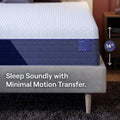 Side profile detail of the Nectar Premier Hybrid mattress emphasizing minimal motion transfer and supportive 13-inch profile height for better sleep.
