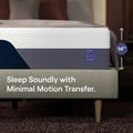 Perspective studio view of the Nectar Classic 12" Memory Foam Mattress featuring a breathable white quilted top and durable navy blue side panels.
