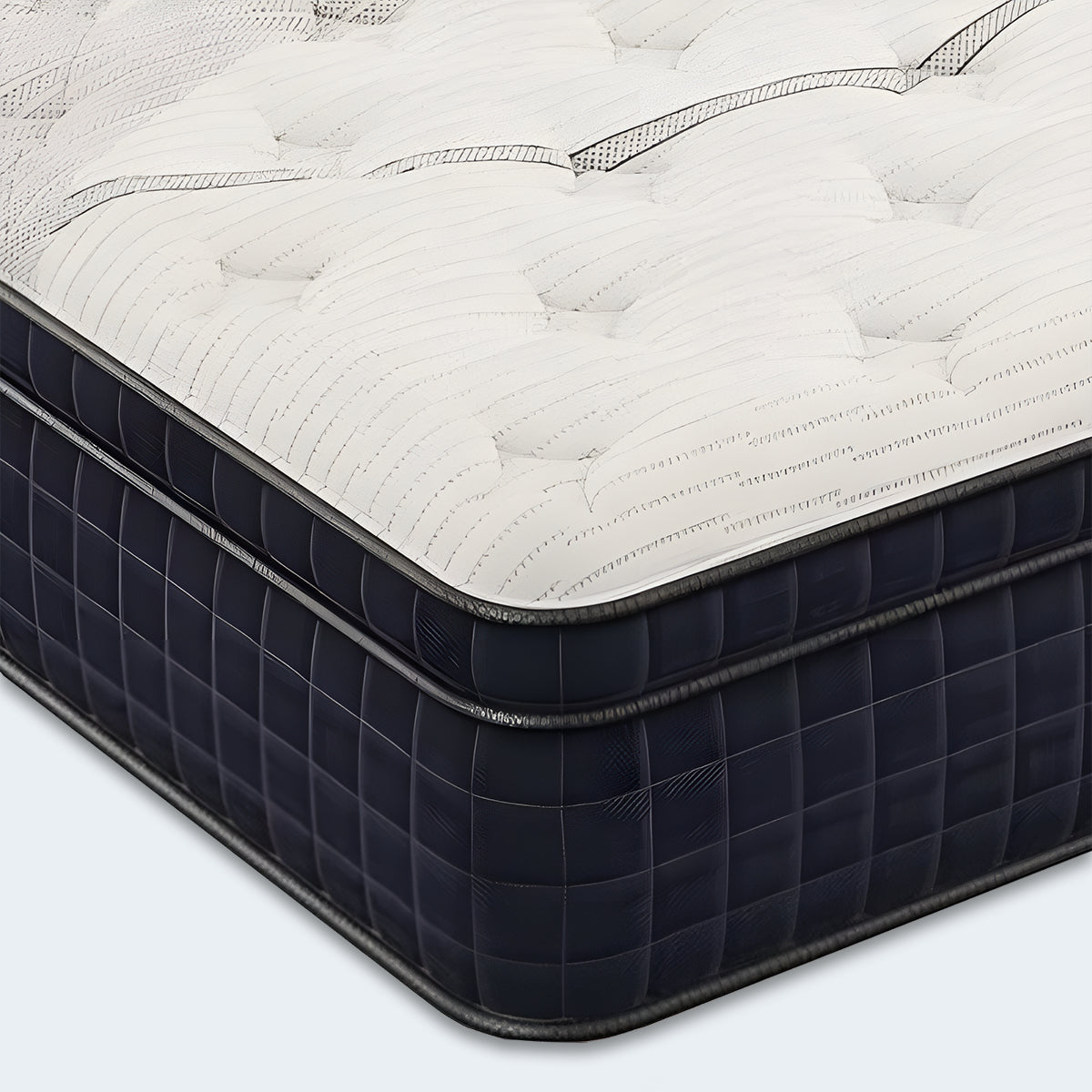 Close-up corner view of the Brighton Copper Euro Top Mattress detailing the high-quality cooling fabric.