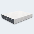 Side view profile of the Capella 10” Plush Cool Gel Memory Foam Mattress with a sleek gray base and white top.